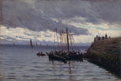Przybycie rybaków sardynek autorstwa Alfred Guillou