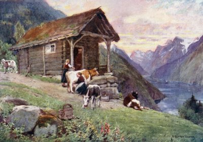 Saeter, Vetle Fjord (kolor lito) autorstwa Alfred Heaton Cooper