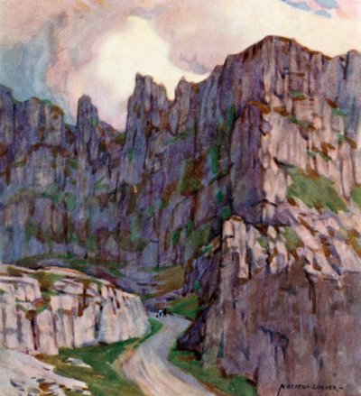 Wąwóz Cheddar (kolor lito) autorstwa Alfred Heaton Cooper