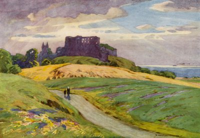 Dania: Bornholm, zamek Hammershus (kolor lito) autorstwa Alfred Heaton Cooper