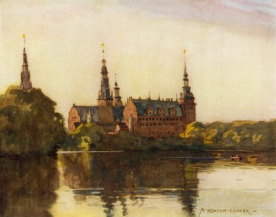 Dania: Zamek Frederiksborg (kolor lito) autorstwa Alfred Heaton Cooper