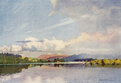 Dania: Jezioro Silkeborg i Himmelsbjerget (kolor lito) autorstwa Alfred Heaton Cooper