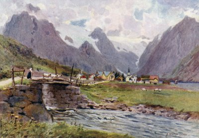 Fjaerland, fiord Sogne autorstwa Alfred Heaton Cooper