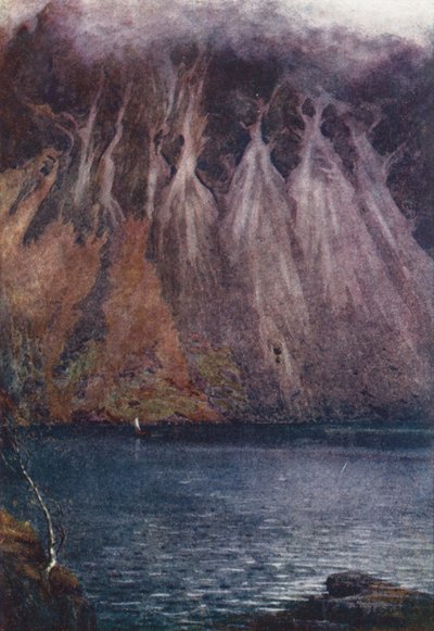 Lake District: Wastwater Screes (kolorowa litografia) autorstwa Alfred Heaton Cooper