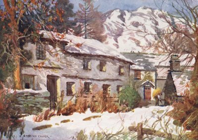 Lake District: Winter Sunshine, Coniston (kolorowa litografia) autorstwa Alfred Heaton Cooper