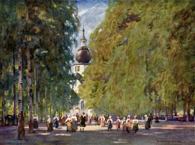 Kościół Leksand autorstwa Alfred Heaton Cooper