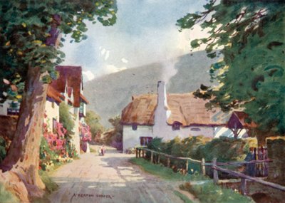 Luccombe Village (kolor lito) autorstwa Alfred Heaton Cooper