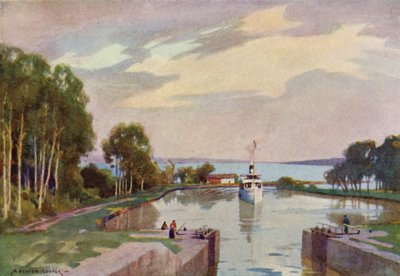 Śluzy Sjotorp, Kanał Gota autorstwa Alfred Heaton Cooper