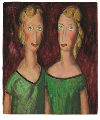 Dwie siostry w zieleni, ok. 1920 (olej na pokładzie) autorstwa Alfred Henry Maurer