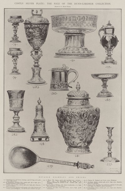 Kosztowny srebrny talerz, sprzedaż kolekcji Dunn-Gardner autorstwa Alfred Hugh Fisher