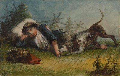Żebrzący chłopiec i jego pies autorstwa Alfred Jacob Miller