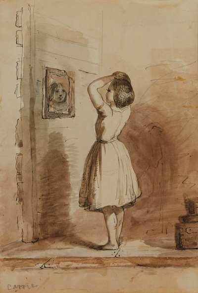 Carrie. Toaleta – w „Broken Mirror” autorstwa Alfred Jacob Miller