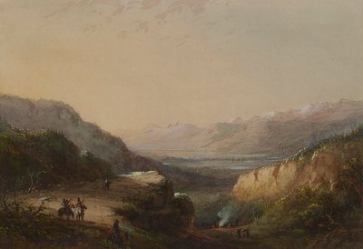Odległy widok na jezioro (Góra Wiatrów) autorstwa Alfred Jacob Miller