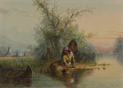 Obozowisko Indian nad rzeką Eau Sucre autorstwa Alfred Jacob Miller
