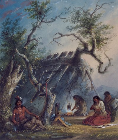 Indiańska chata autorstwa Alfred Jacob Miller
