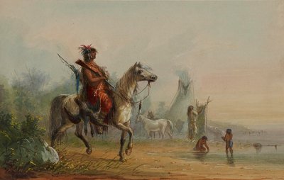 Indianin wraca do obozu z upolowaną zwierzyną autorstwa Alfred Jacob Miller