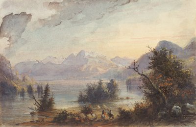 Scena nad jeziorem, Góry Skaliste, ok. 1837 (akwarela na papierze) autorstwa Alfred Jacob Miller