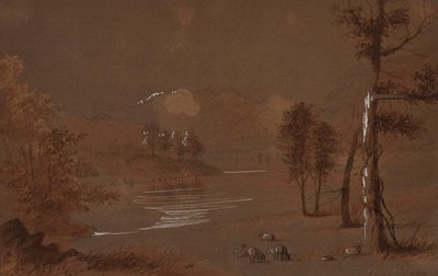 Widok na jezioro i góry autorstwa Alfred Jacob Miller