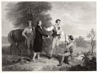Schwytanie majora Andre, według Ashera B. Duranda, c.1846 (rycina) autorstwa Alfred Jones