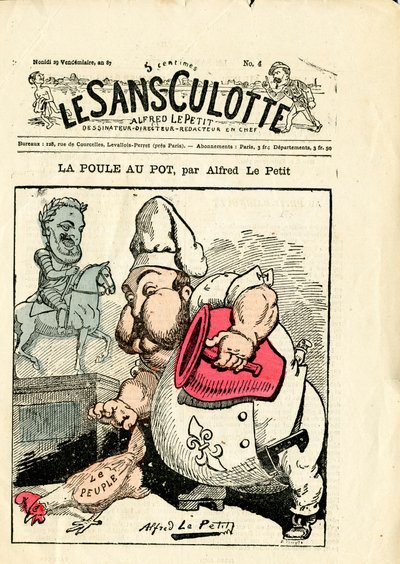 Okładka „”Le Sans-Panlotte””, numer 4, Satyryczna w kolorach autorstwa Alfred Le Petit