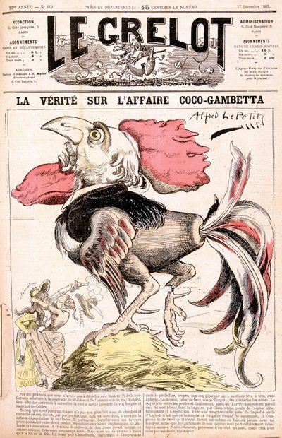 Prawda o aferze Coco (Gambetta i jej „kurczaki”) – Gambetta – autorstwa Alfreda Le Petitty, w „Le Grelot”” z 17.12.1882 r. autorstwa Alfred Le Petit