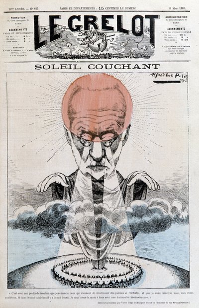 Zachód słońca: Victor Hugo – Alfred Le Pepetit, w „”Le Grelot””” z 11.03.1883 autorstwa Alfred Le Petit