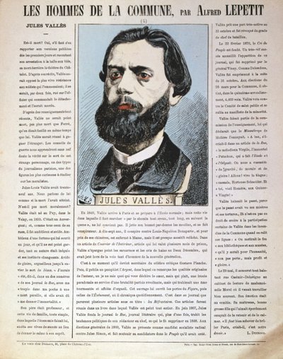 Jules Valles, francuski dziennikarz, autor i członek Komuny Paryskiej, 1871 autorstwa Alfred Lepetit