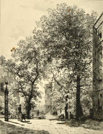 Dziedziniec Fontanny, Świątynia (akwaforta) autorstwa Alfred Louis Brunet Debaines
