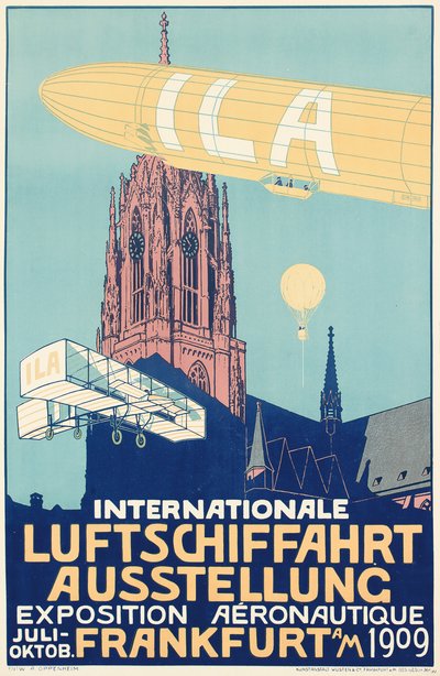 Plakat reklamowy Międzynarodowej Wystawy Balonowej we Frankfurcie w 1909 r. autorstwa Alfred Nathaniel Oppenheim
