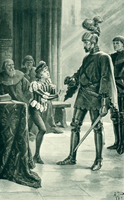 Admirał Sir Andrew Wood i James IV, ilustracja z „Historii narodu szkockiego” Thomasa Thomsona autorstwa Alfred Pearse