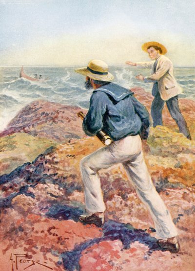 Boat ahoy (kolorowa litografia) autorstwa Alfred Pearse