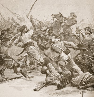 „To był bagnet do bagnetu”, ilustracja z „Bitwy XIX wieku” autorstwa Archibalda Forbesa, G.A. Henty i major Arthur Griffiths autorstwa Alfred Pearse