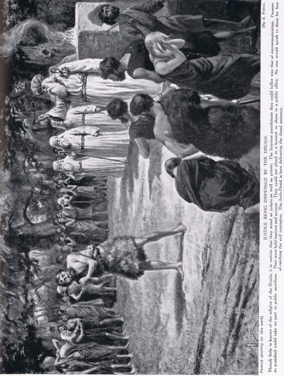 Sprawiedliwość wymierzana przez druidów, ilustracja z „Historii Narodów Hutchinsona”, c.1910 autorstwa Alfred Pearse