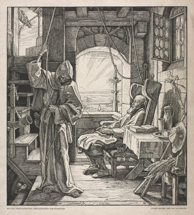 Taniec śmierci: Śmierć jako przyjaciel, 1850. autorstwa Alfred Rethel