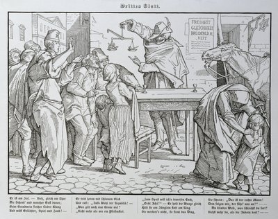 Śmierć przed domem publicznym, z „Kolejnego tańca śmierci” wydanego przez Georga Wiganda w Lipsku, 1849 r. autorstwa Alfred Rethel