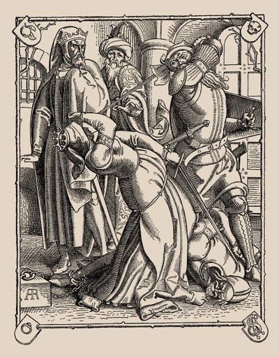 Die Nibelungen. Jak zabito Gunthera, Hagena i Kriemhildę, 1840-1841. autorstwa Alfred Rethel