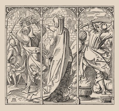 Die Nibelungen. Jak królowa wydała rozkaz spalenia sali, 1840-1841. autorstwa Alfred Rethel