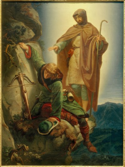 Anioł Stróż ratuje Maksymiliana w Martinswand / Rethel autorstwa Alfred Rethel