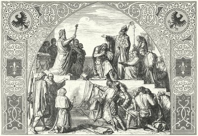 Chrzest wodza saskiego Widukinda, 785 (rycina) autorstwa Alfred Rethel