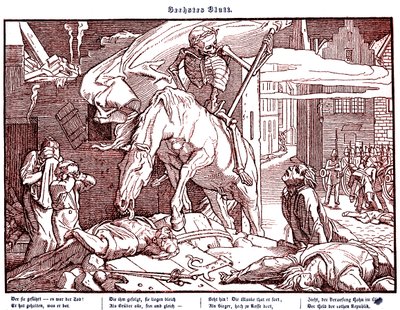 Totentanz 1848: Śmierć jako bohater republikański autorstwa Alfred Rethel