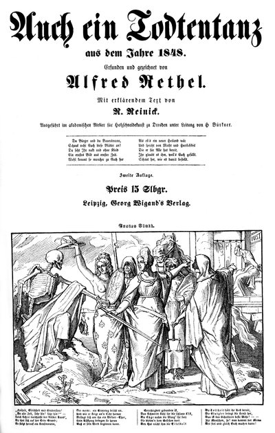 Totentanz 1848: Śmierć zostaje wysłana na Ziemię autorstwa Alfred Rethel