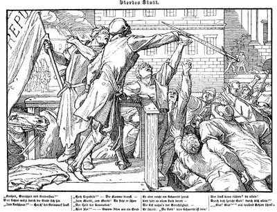 Totentanz 1848: Śmierć oferuje miecz Sprawiedliwości autorstwa Alfred Rethel