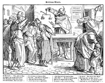 Totentanz 1848: Śmierć dowodzi, że wszyscy ludzie są równi autorstwa Alfred Rethel