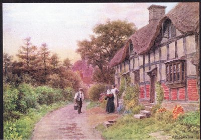 Wieczór, Elmley Castle, Worcester, z książki The Cottages and the Village Life of Rural England wydanej przez Dent & Sons Limited autorstwa Alfred Robert Quinton