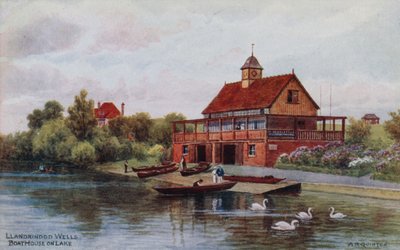 Llandrindod Wells, dom na łodzi nad jeziorem autorstwa Alfred Robert Quinton