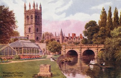 Oxford: Magdalen College and Bridge (kolorowa litografia) autorstwa Alfred Robert Quinton