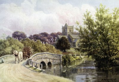 The Bridge, Coombe Bissett, niedaleko Salisbury (kolor lito) autorstwa Alfred Robert Quinton