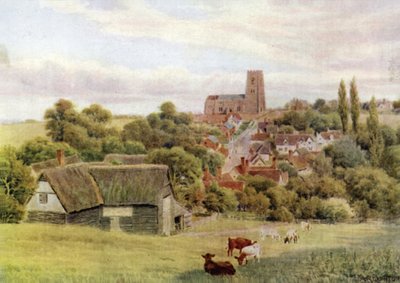The Church on the Hill, Kersey, Suffolk autorstwa Alfred Robert Quinton
