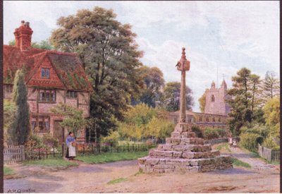 The Cross, East Hagbourne, Berkshire, z The Cottages and the Village Life of Rural England wydanej przez Dent & Sons Limited, 1912 autorstwa Alfred Robert Quinton