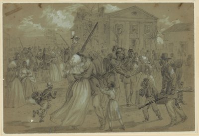 Afroamerykańscy żołnierze zebrali się w Little Rock w Arkansas autorstwa Alfred Rudolph Waud